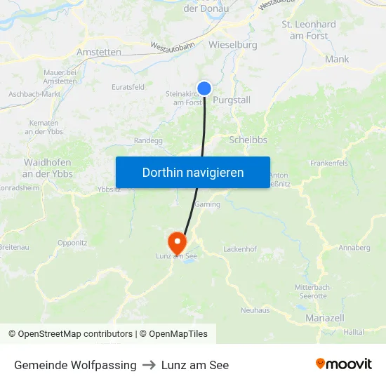 Gemeinde Wolfpassing to Lunz am See map