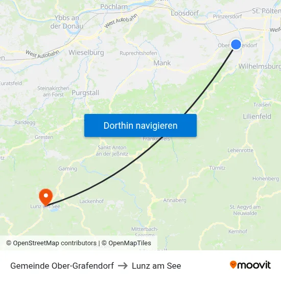 Gemeinde Ober-Grafendorf to Lunz am See map