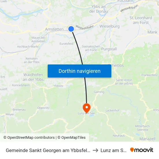 Gemeinde Sankt Georgen am Ybbsfelde to Lunz am See map