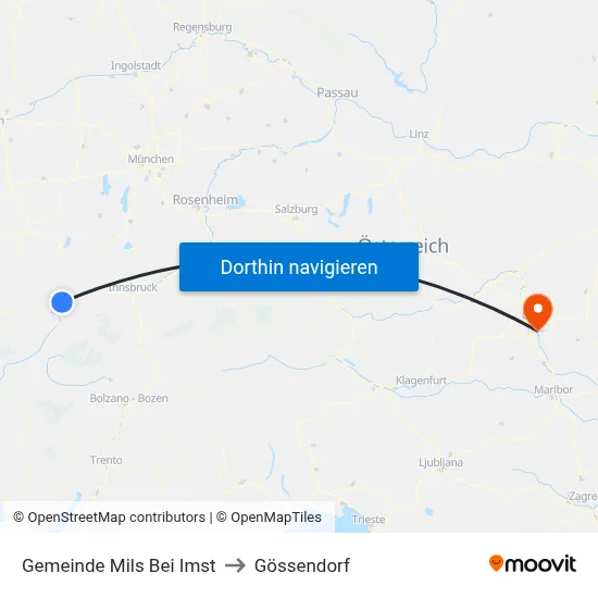 Gemeinde Mils Bei Imst to Gössendorf map