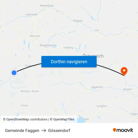Gemeinde Faggen to Gössendorf map