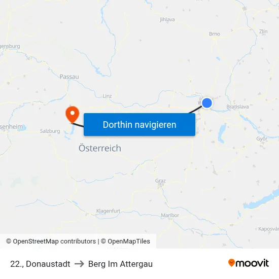 22., Donaustadt to Berg Im Attergau map