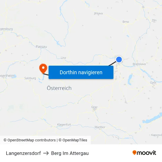 Langenzersdorf to Berg Im Attergau map