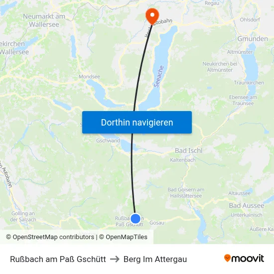 Rußbach am Paß Gschütt to Berg Im Attergau map