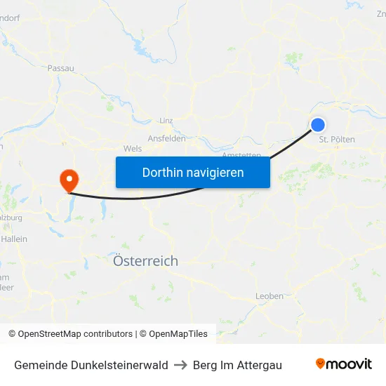 Gemeinde Dunkelsteinerwald to Berg Im Attergau map