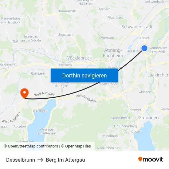 Desselbrunn to Berg Im Attergau map