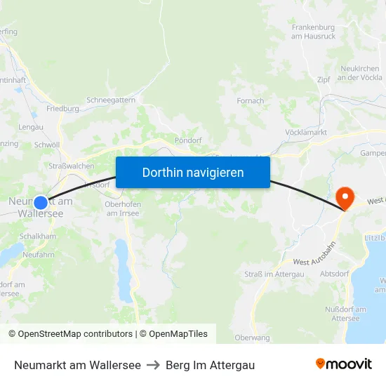 Neumarkt am Wallersee to Berg Im Attergau map