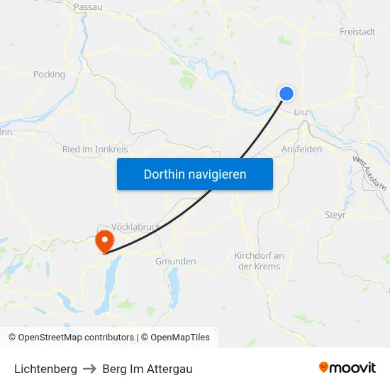 Lichtenberg to Berg Im Attergau map