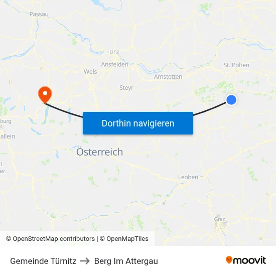 Gemeinde Türnitz to Berg Im Attergau map