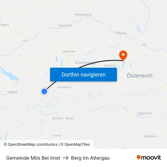 Gemeinde Mils Bei Imst to Berg Im Attergau map