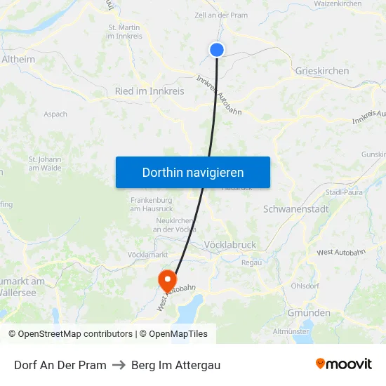 Dorf An Der Pram to Berg Im Attergau map