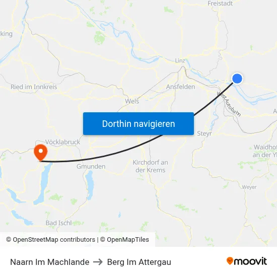 Naarn Im Machlande to Berg Im Attergau map