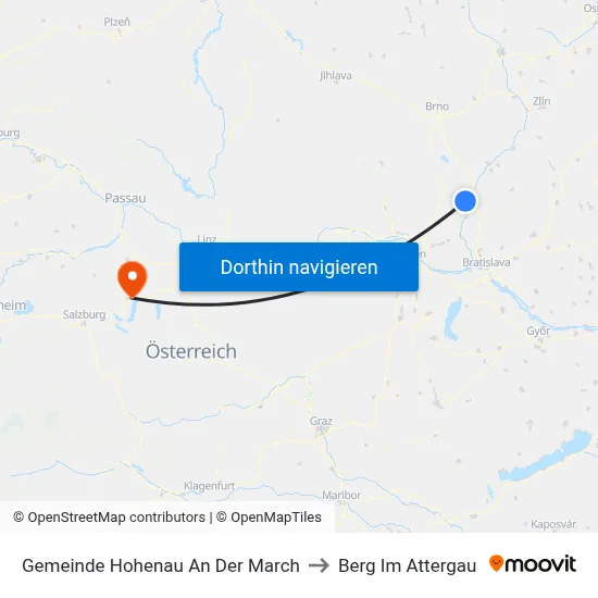 Gemeinde Hohenau An Der March to Berg Im Attergau map