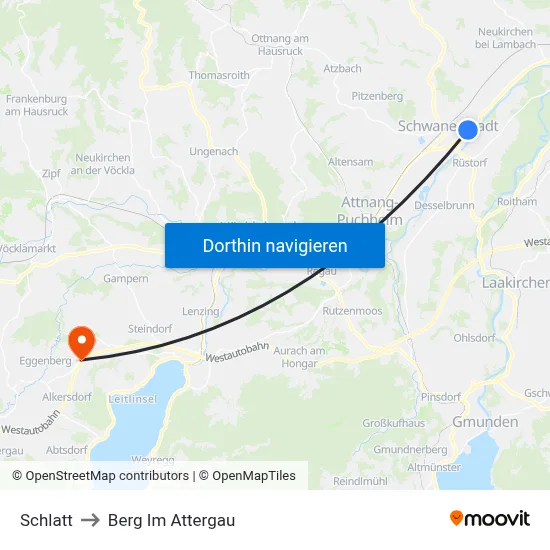 Schlatt to Berg Im Attergau map