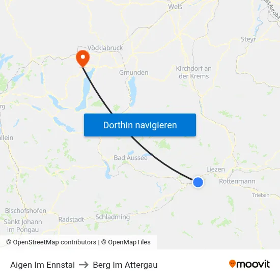 Aigen Im Ennstal to Berg Im Attergau map