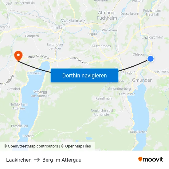 Laakirchen to Berg Im Attergau map