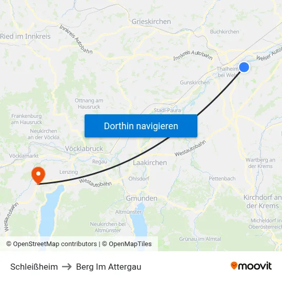 Schleißheim to Berg Im Attergau map