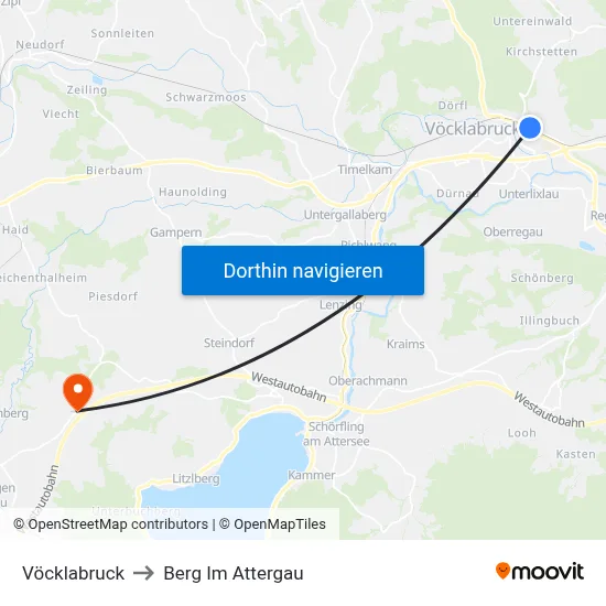 Vöcklabruck to Berg Im Attergau map