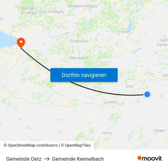 Gemeinde Oetz to Gemeinde Kennelbach map