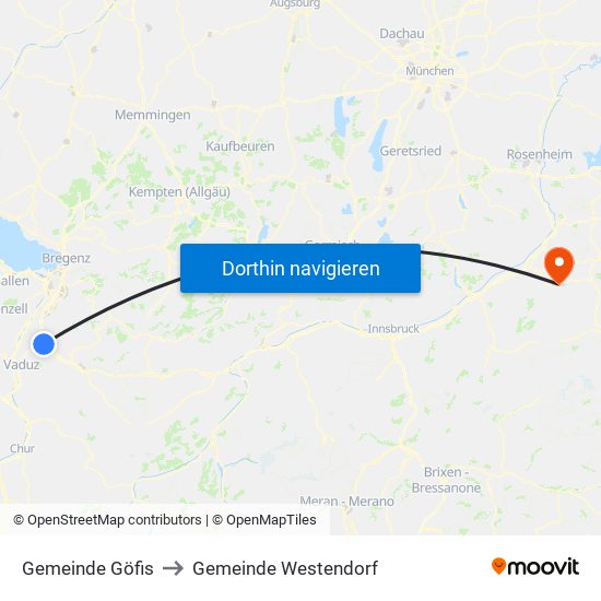 Gemeinde Göfis to Gemeinde Westendorf map