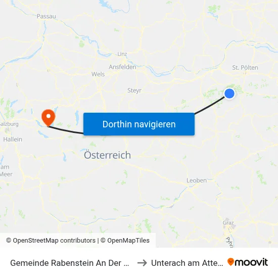 Gemeinde Rabenstein An Der Pielach to Unterach am Attersee map