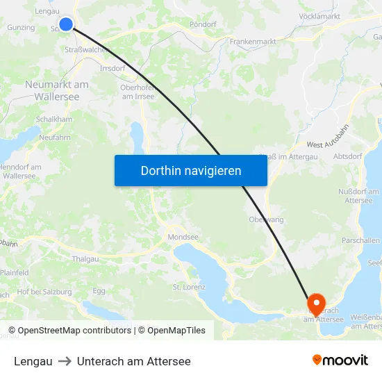 Lengau to Unterach am Attersee map