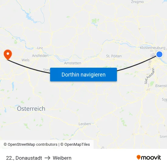 22., Donaustadt to Weibern map