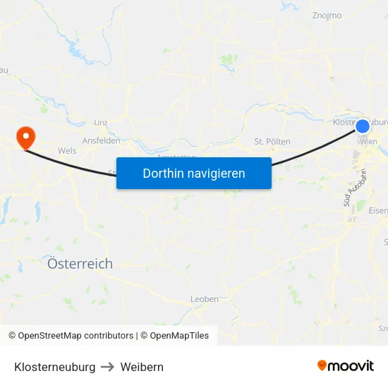 Klosterneuburg to Weibern map