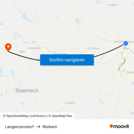 Langenzersdorf to Weibern map