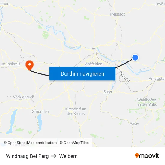 Windhaag Bei Perg to Weibern map