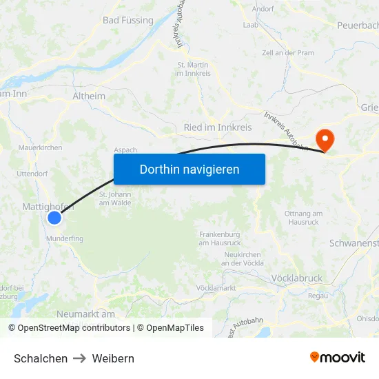 Schalchen to Weibern map