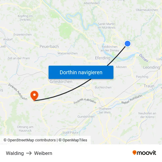 Walding to Weibern map