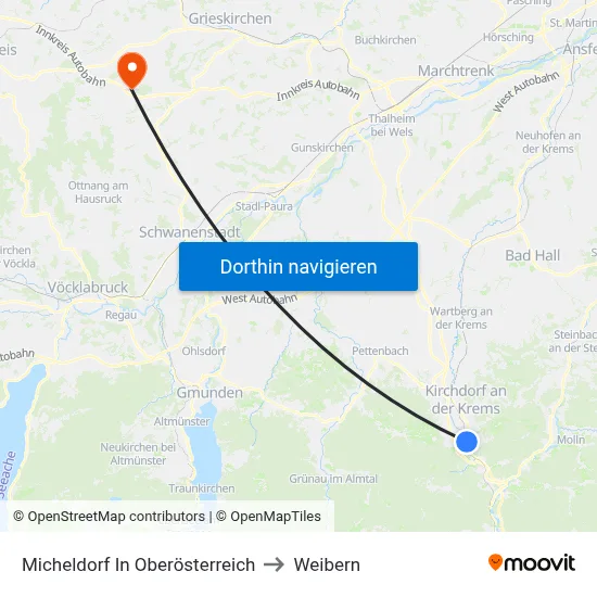 Micheldorf In Oberösterreich to Weibern map