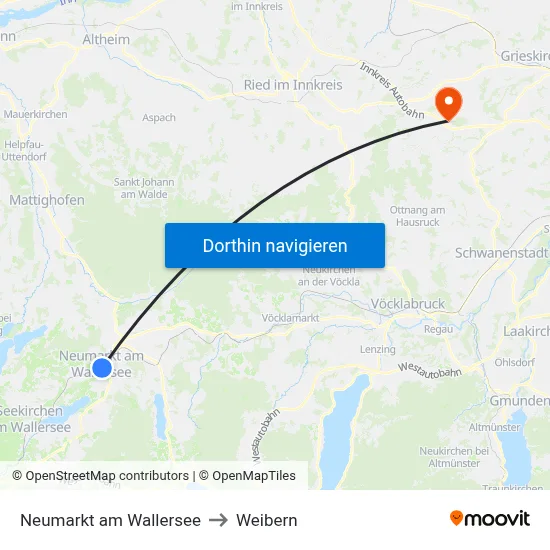 Neumarkt am Wallersee to Weibern map