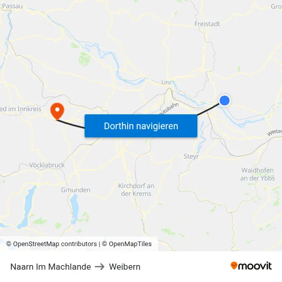 Naarn Im Machlande to Weibern map