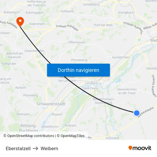 Eberstalzell to Weibern map