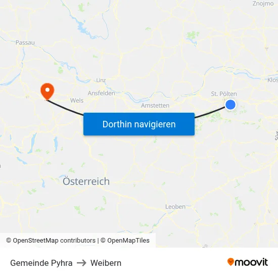 Gemeinde Pyhra to Weibern map