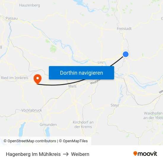 Hagenberg Im Mühlkreis to Weibern map