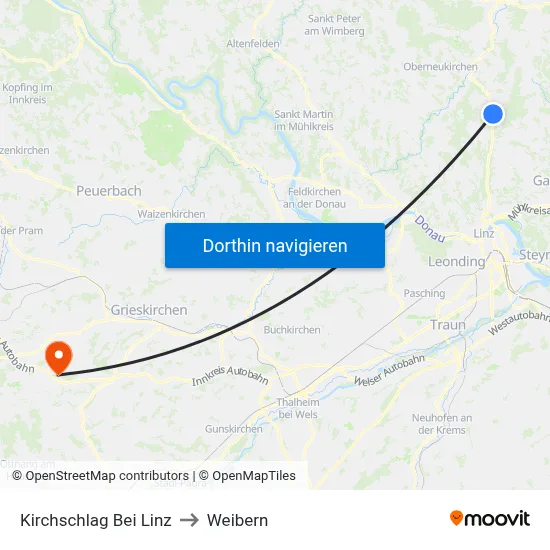 Kirchschlag Bei Linz to Weibern map