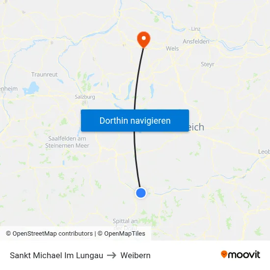 Sankt Michael Im Lungau to Weibern map