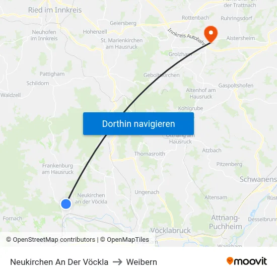 Neukirchen An Der Vöckla to Weibern map