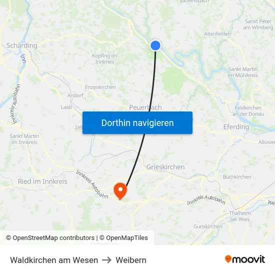 Waldkirchen am Wesen to Weibern map