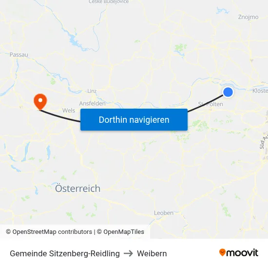 Gemeinde Sitzenberg-Reidling to Weibern map