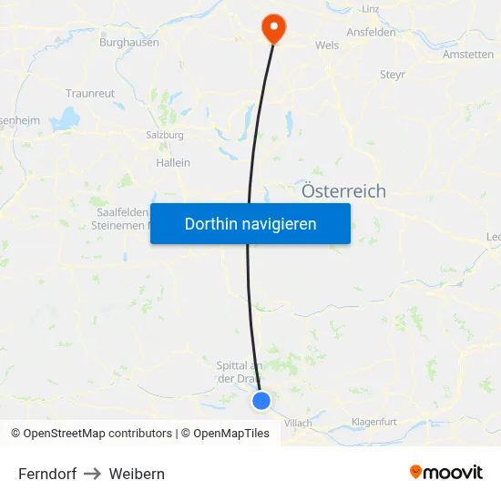 Ferndorf to Weibern map