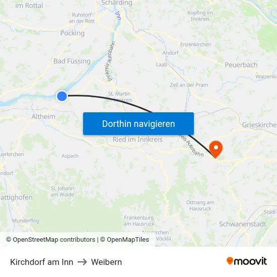 Kirchdorf am Inn to Weibern map