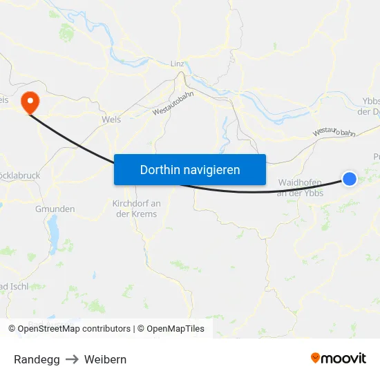 Randegg to Weibern map