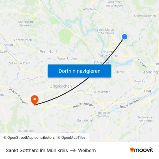 Sankt Gotthard Im Mühlkreis to Weibern map
