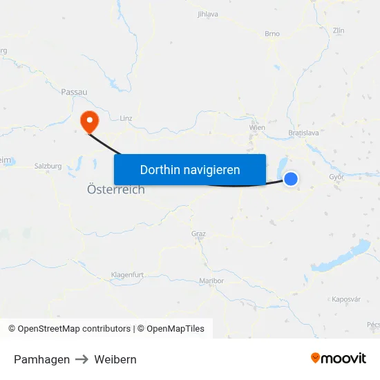 Pamhagen to Weibern map