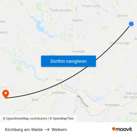 Kirchberg am Walde to Weibern map