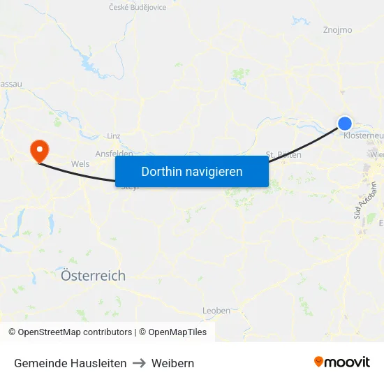 Gemeinde Hausleiten to Weibern map